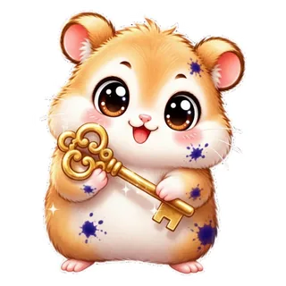 Hammy holding a golden key