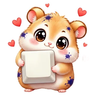 Hammy holding a keyboard key