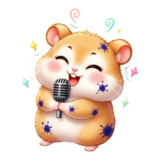 Hammy singing into a microphone