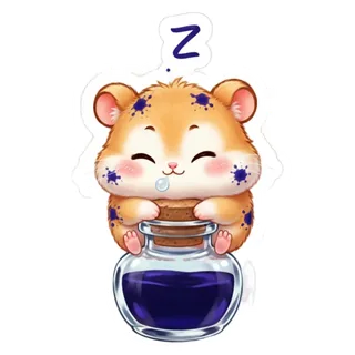 Hammy asleep in an ink jar