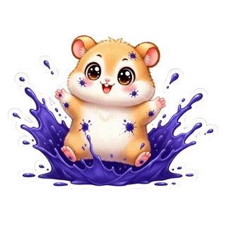 Hammy splashing in ink