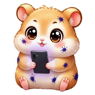 Hammy texting on a phone